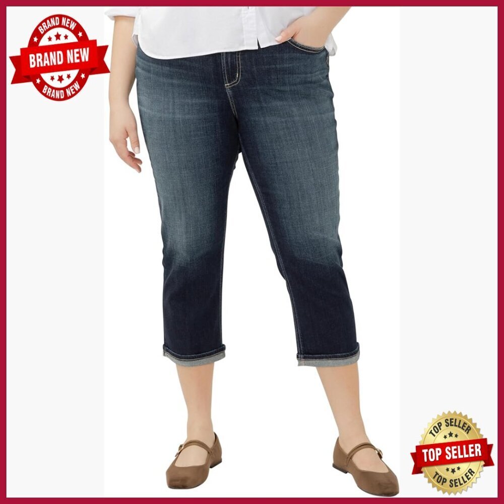Plus Size High Rise Curvy Fit Capri Jeans Stretch Denim